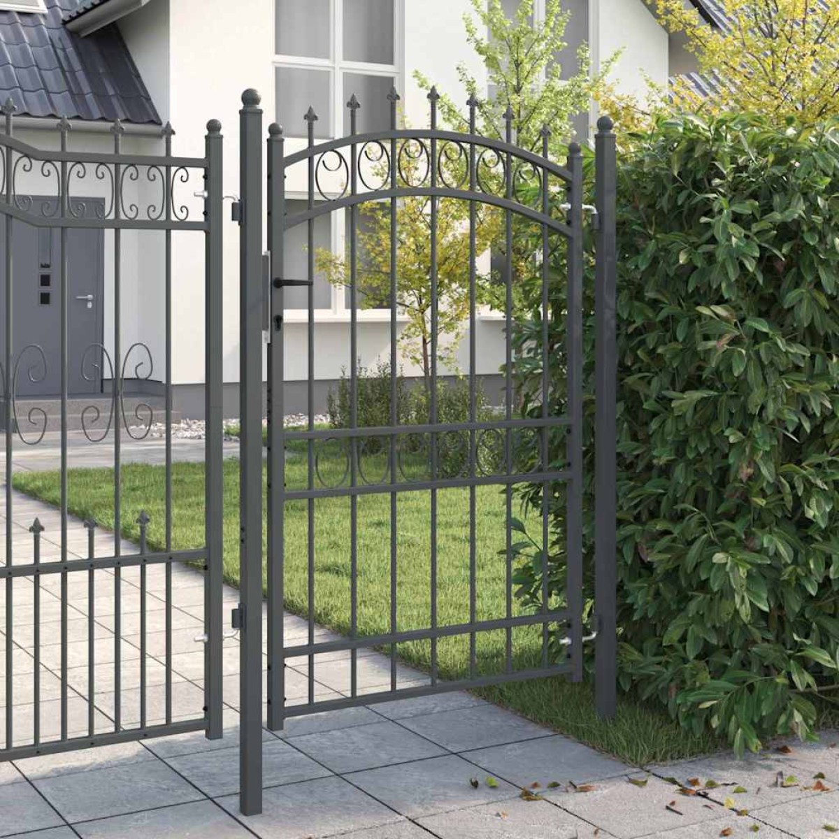 vidaXL Πύλη Φράχτη με Ακίδες EMMEN 200 x 100 cm Γκρι Κλειδώσιμο