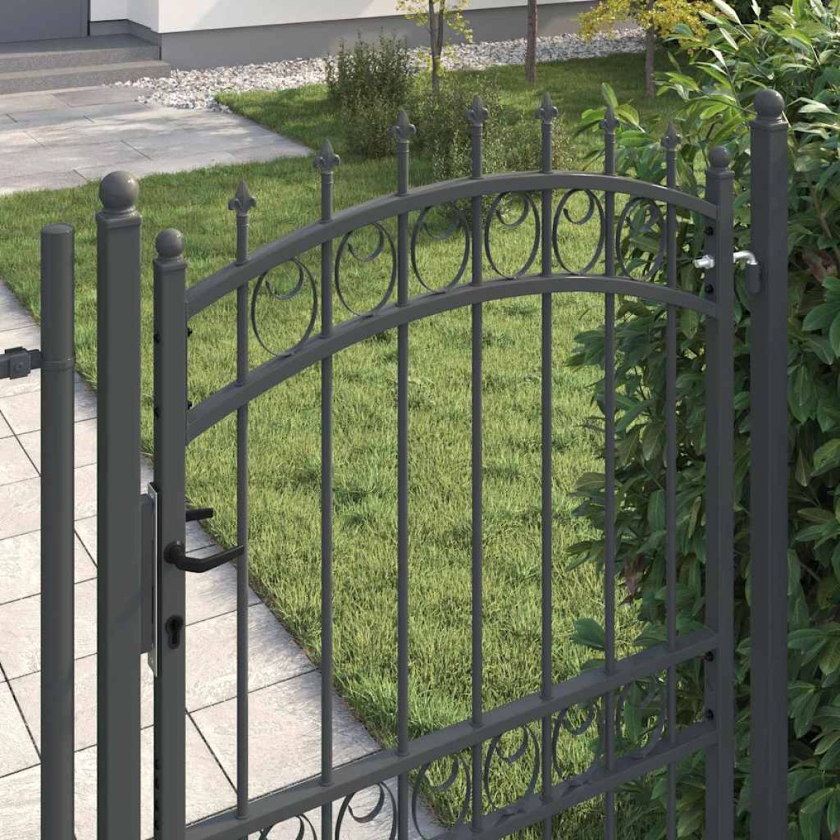 vidaXL Πύλη Φράχτη με Ακίδες EMMEN 200 x 100 cm Γκρι Κλειδώσιμο