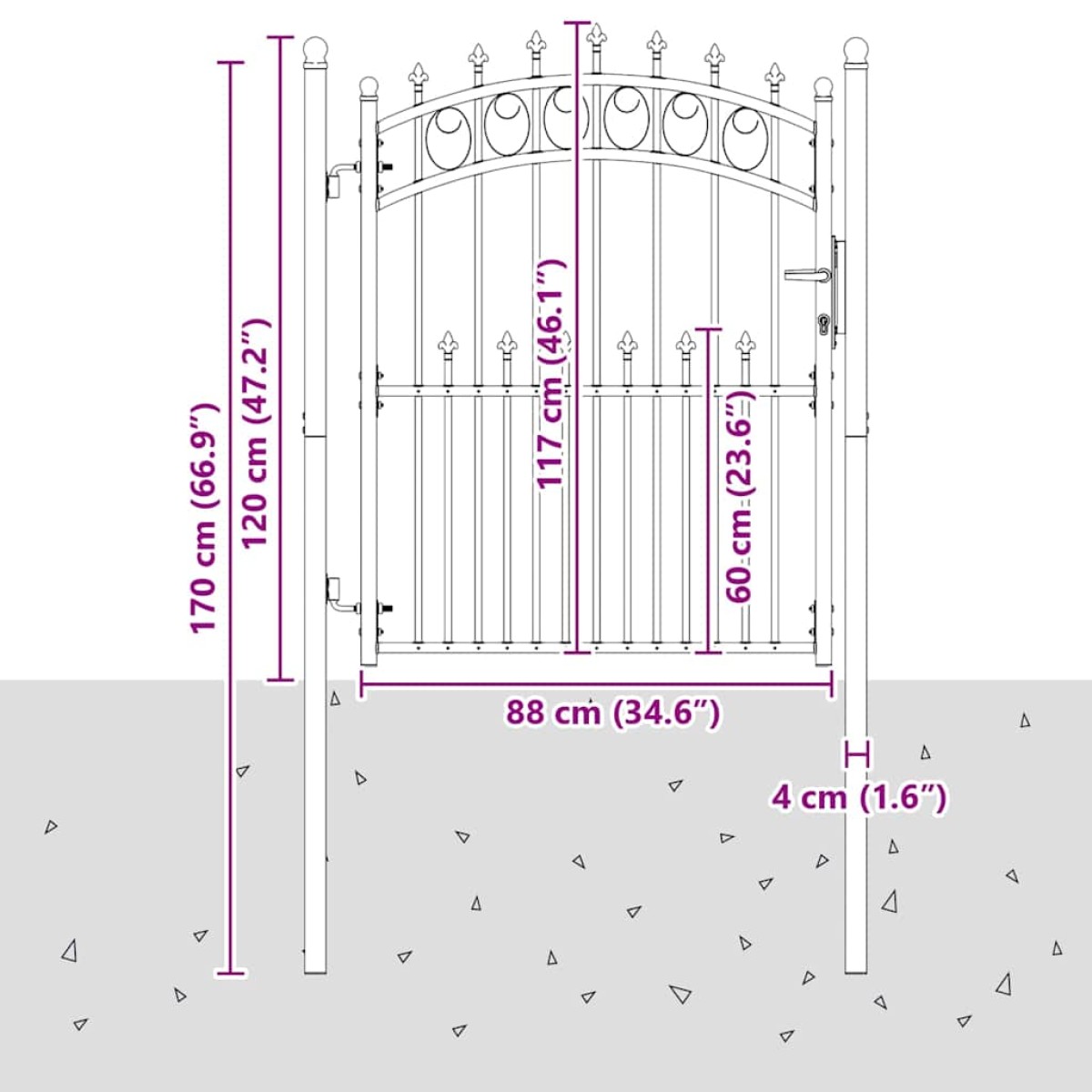 vidaXL Πύλη Φράχτη με Ακίδες EMMEN 150 x 100 cm Γκρι