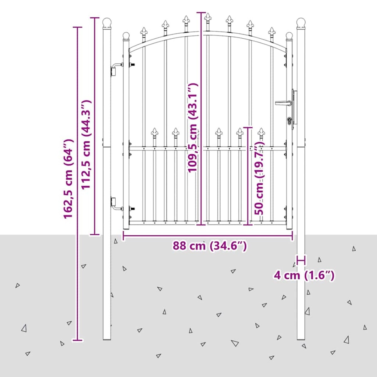 vidaXL Πύλη Φράχτη με Ακίδες EMMEN 125 x 100 εκ
