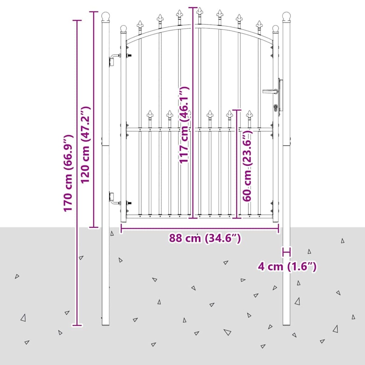 vidaXL Πύλη Φράχτη με Ακίδες EMMEN 150 x 100 cm