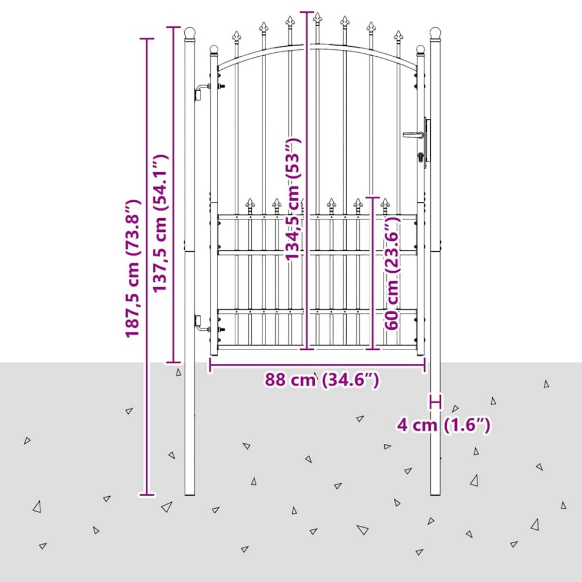 vidaXL Πύλη Φράχτη με Ακίδες EMMEN 170 x 100 εκ.