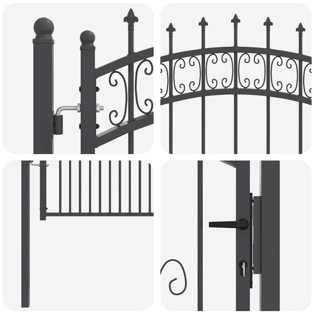 vidaXL Πύλη Φράχτη με Στρογγυλή Κορυφή KAMPEN 103 x 175 cm Κλειδώσιμο
