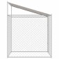 vidaXL Κλουβί Σκυλιού με Στέγη Ασημί 200 x 200 x 258 εκ Χάλυβας και PE