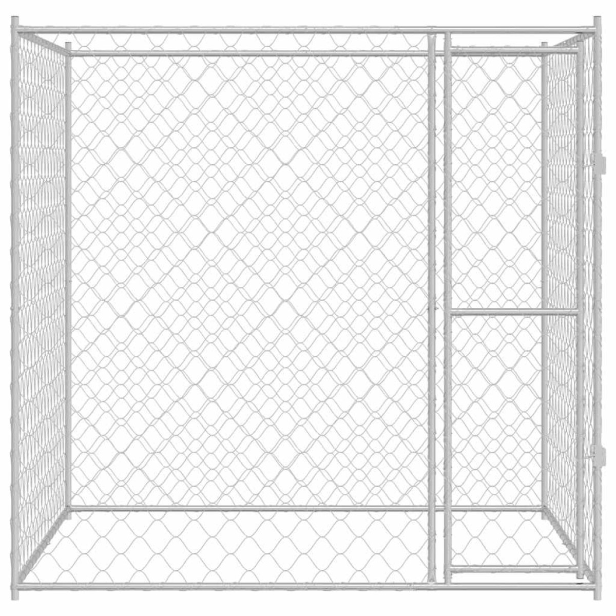 vidaXL Κλουβί σκύλου Ασημί 200 x 200 x 200 cm Επικαλυμμένος Χάλυβας
