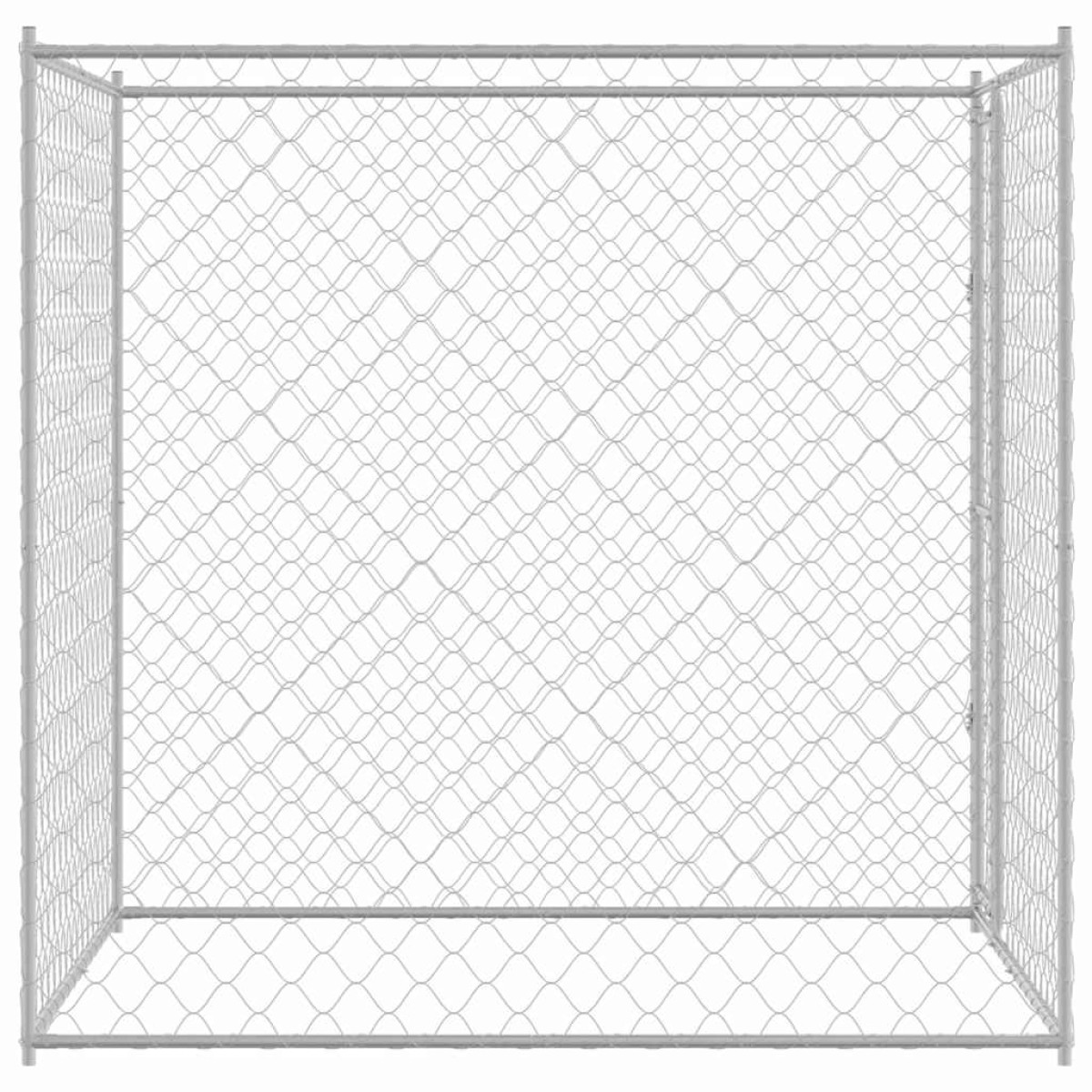 vidaXL Κλουβί σκύλου Ασημί 200 x 200 x 200 cm Επικαλυμμένος Χάλυβας