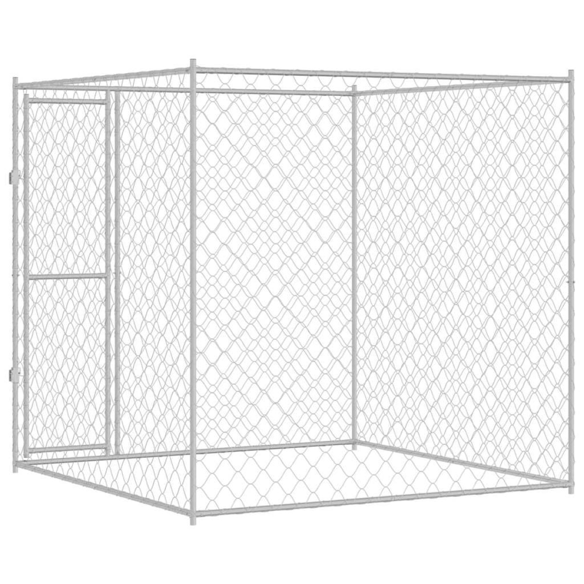 vidaXL Κλουβί σκύλου Ασημί 200 x 200 x 200 cm Επικαλυμμένος Χάλυβας