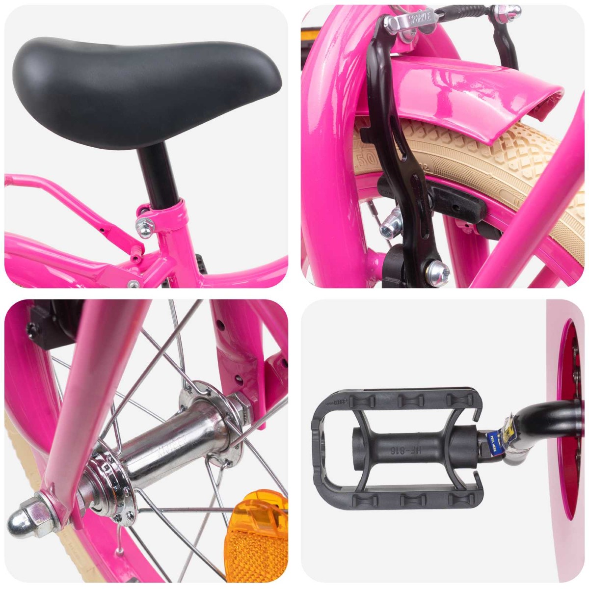 vidaXL Παιδικό Ποδήλατο 16 ίντσες για 4-6 ετών Σκούρο ροζ