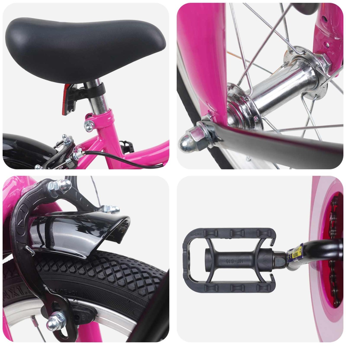 vidaXL Παιδικό Ποδήλατο 12 ίντσες για παιδιά 2-4 ετών Ροζ και Μαύρο