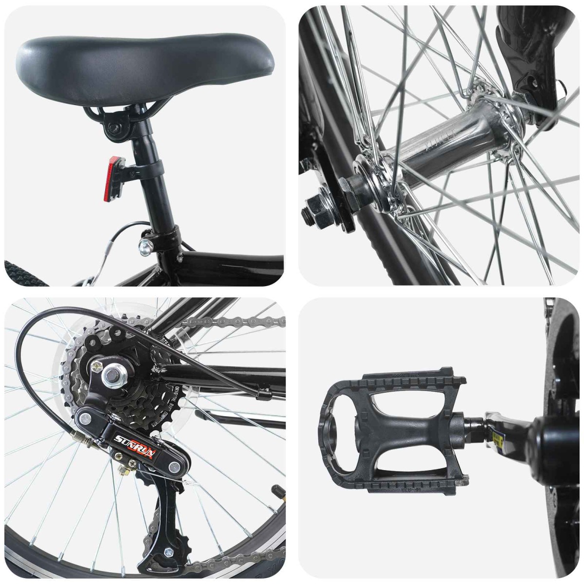 vidaXL Παιδικό Ποδήλατο 24 ίντσες 6-Speed για 8-12 ετών Μαύρο