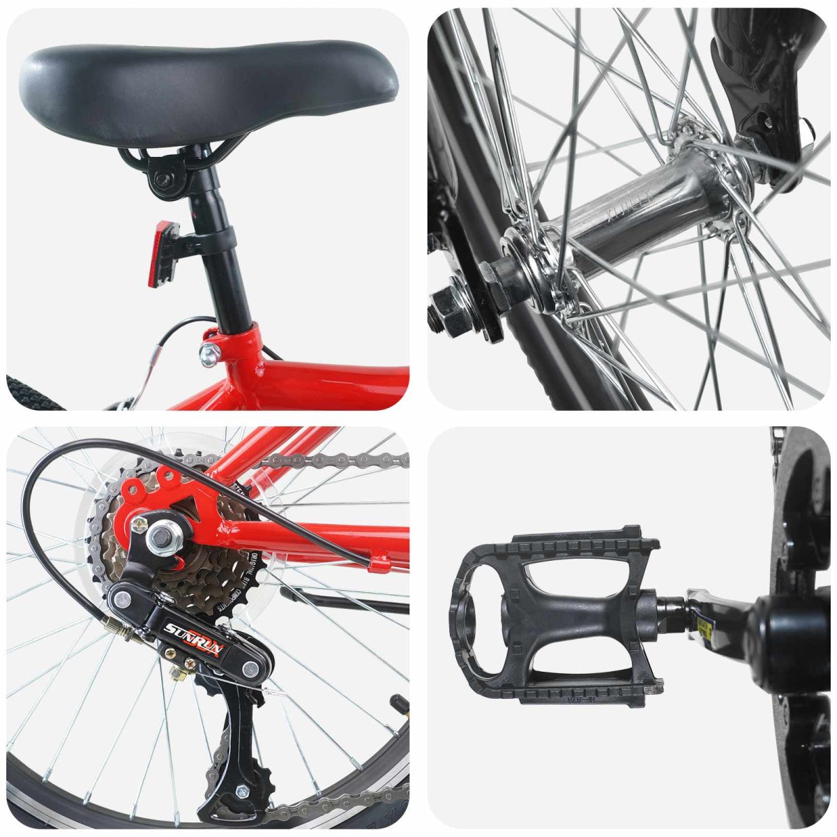 vidaXL Παιδικό Ποδήλατο 24 ίντσες 6-Speed για 8-12 ετών Κόκκινο