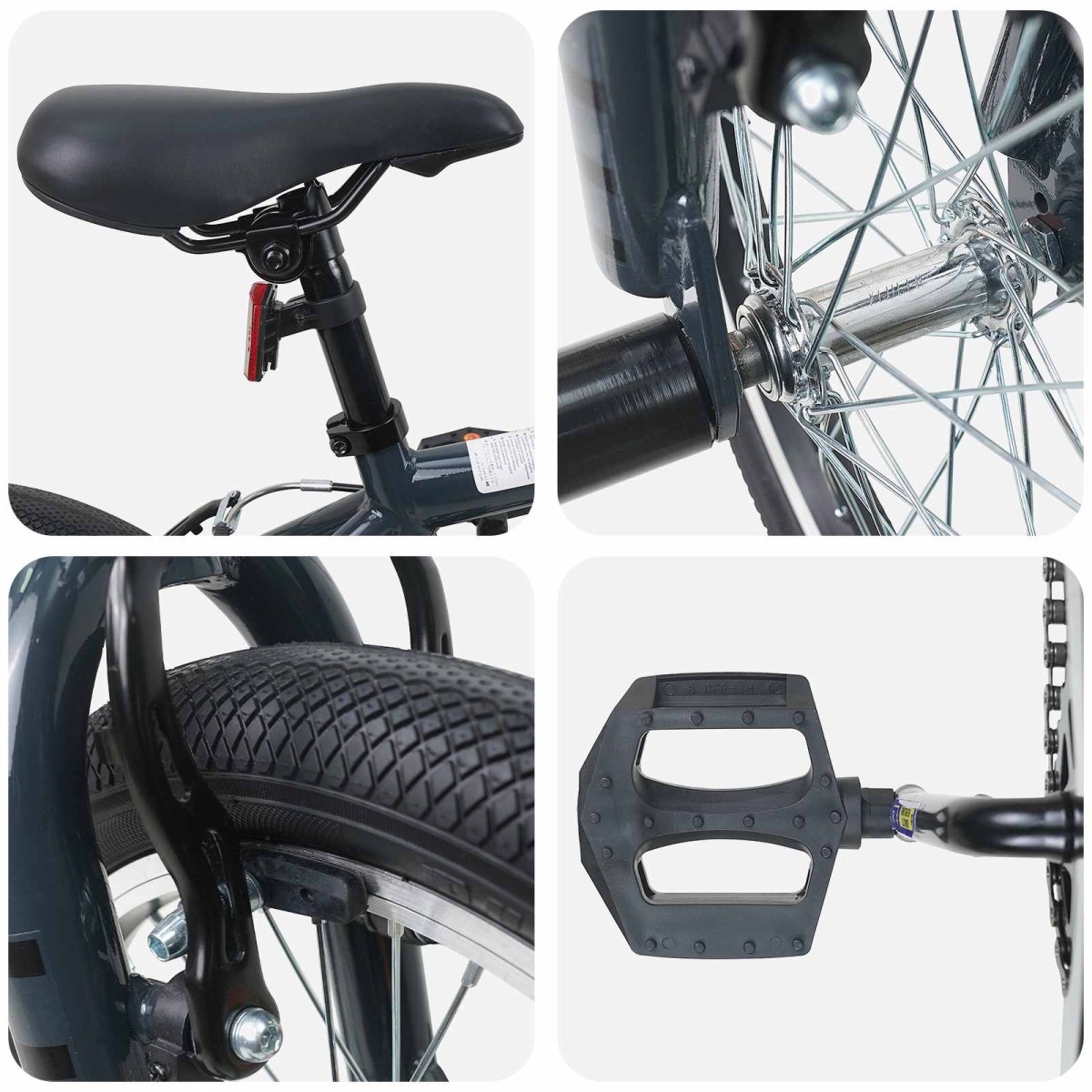 vidaXL BMX Ποδήλατο 16 ίντσες για παιδιά 5-8 ετών Σκούρο Γκρι