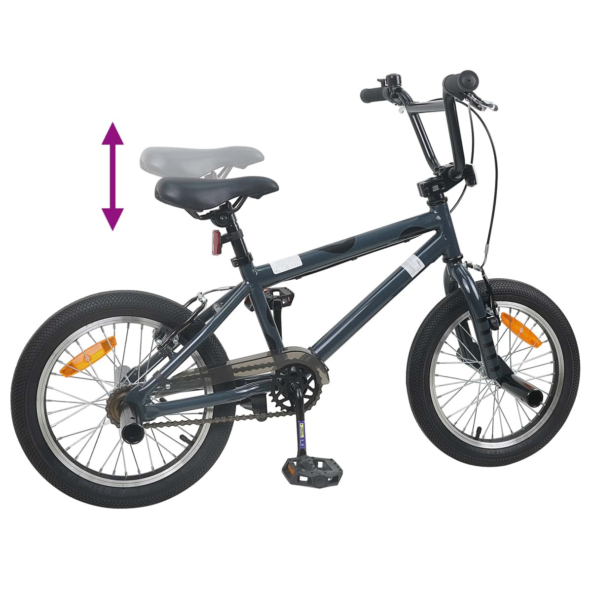 vidaXL BMX Ποδήλατο 16 ίντσες για παιδιά 5-8 ετών Σκούρο Γκρι