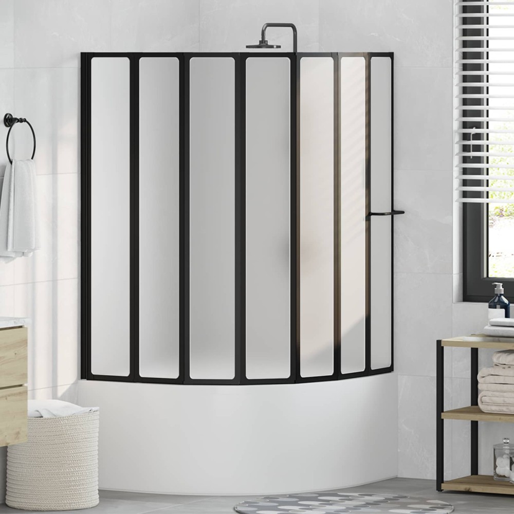 vidaXL Διαχωριστικό ντους Μαύρο 168 x 140 εκ Αλουμίνιο