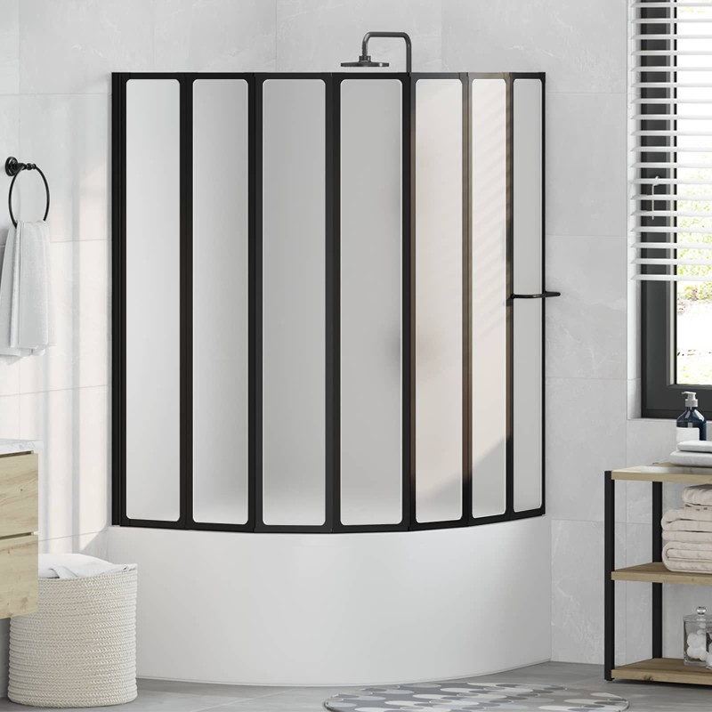 vidaXL Διαχωριστικό ντους Μαύρο 168 x 140 εκ Αλουμίνιο