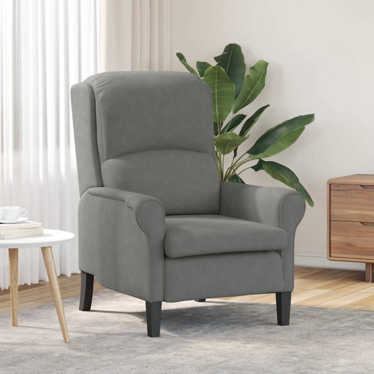 vidaXL Πολυθρόνα Σκούρο γκρι 76 x 94 x 102 εκ. Μικροΐνες