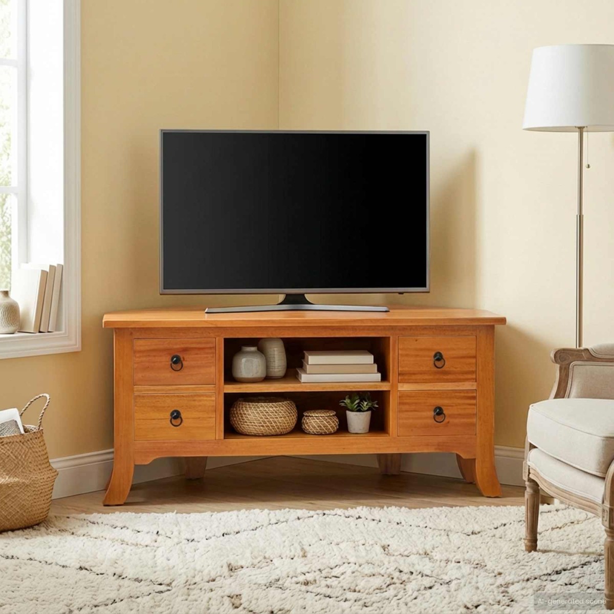 vidaXL Ντουλάπι TV Φυσικό 100 x 40,5 x 46 εκ. Στερεό ξύλο Μαόνι