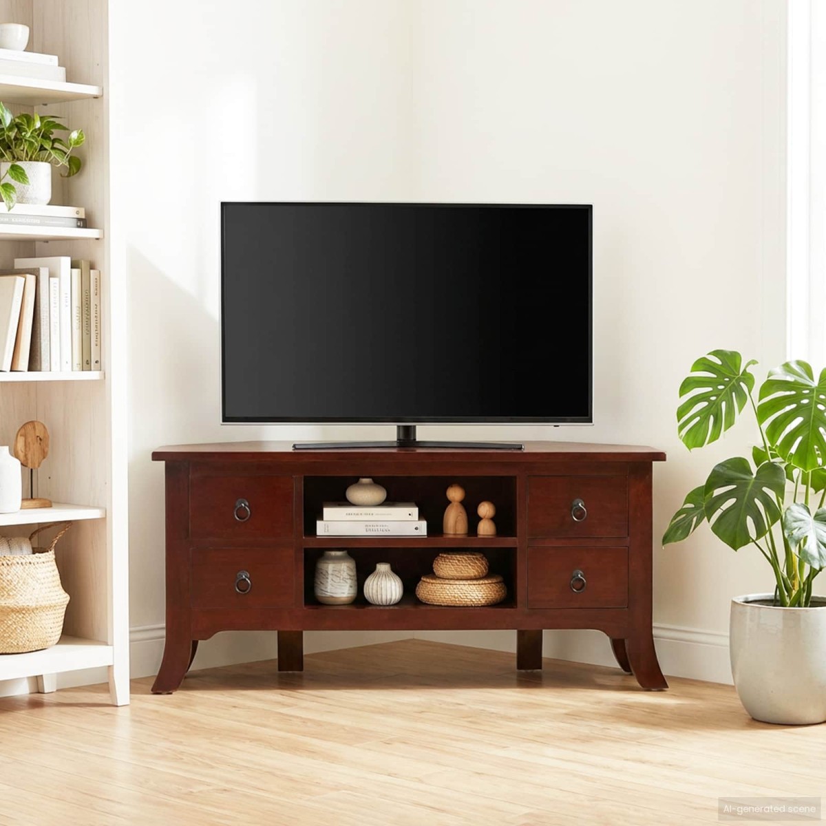 vidaXL Ντουλάπι TV με ράφι Καφέ 100 x 40,5 x 46 εκ. Στερεό ξύλο Μαόνι