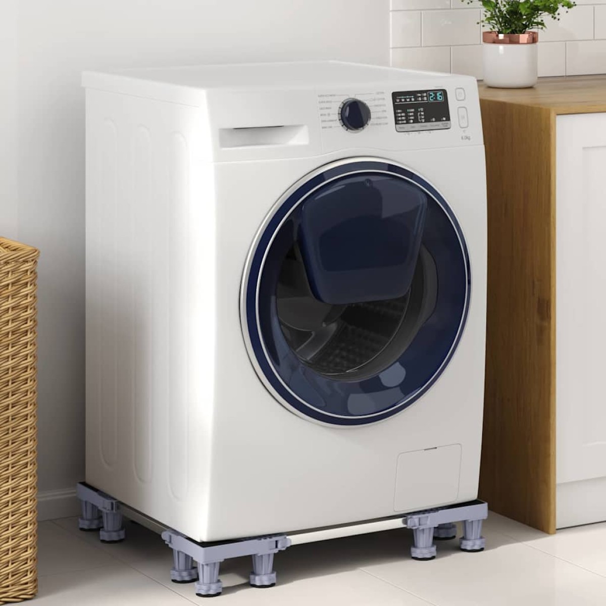 vidaXL Βάση πλυντηρίου ρούχων Γκρι 67 x 67 x 12 εκ Ανοξείδωτο ατσάλι
