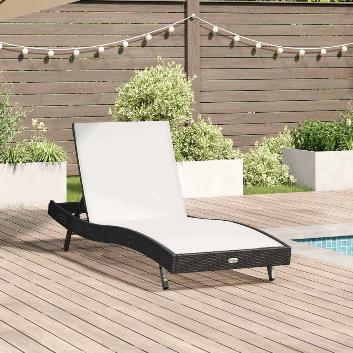 vidaXL Ξαπλώστρα Μαύρο και Λευκό 197 x 70 x 82 εκ. συνθετικό ρατάν