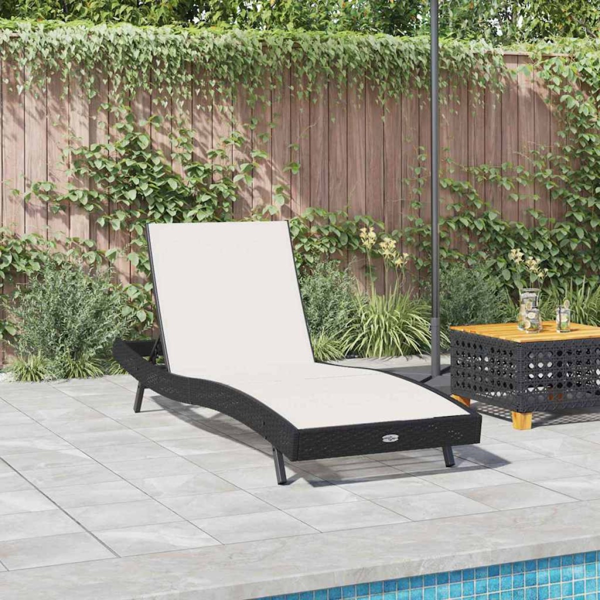 vidaXL Ξαπλώστρα Μαύρο και Λευκό 197 x 70 x 82 εκ. συνθετικό ρατάν