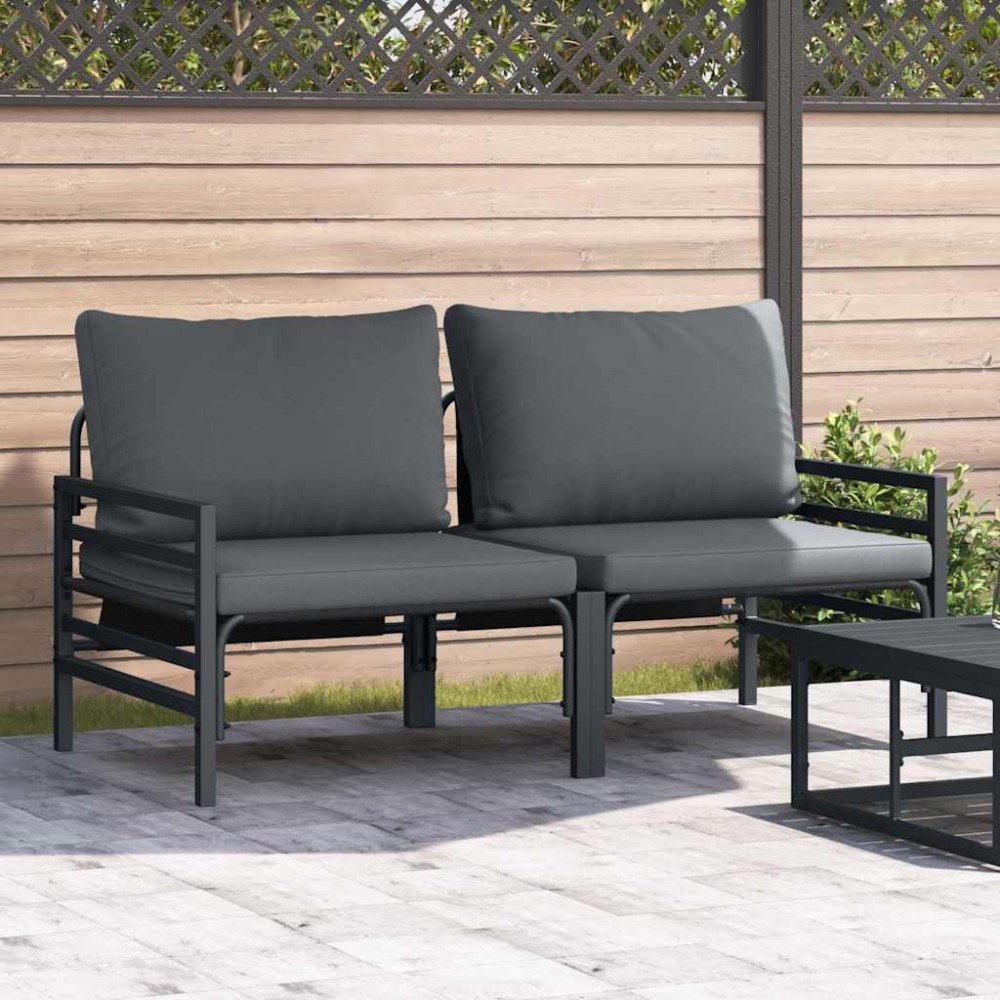 vidaXL Εξωτερικά Έπιπλα 2 Τεμάχιο Ανθρακί 80 x 80 x 71 cm Ατσάλι