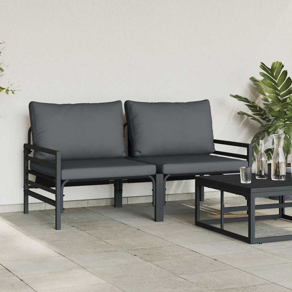 vidaXL Εξωτερικά Έπιπλα 2 Τεμάχιο Ανθρακί 80 x 80 x 71 cm Ατσάλι