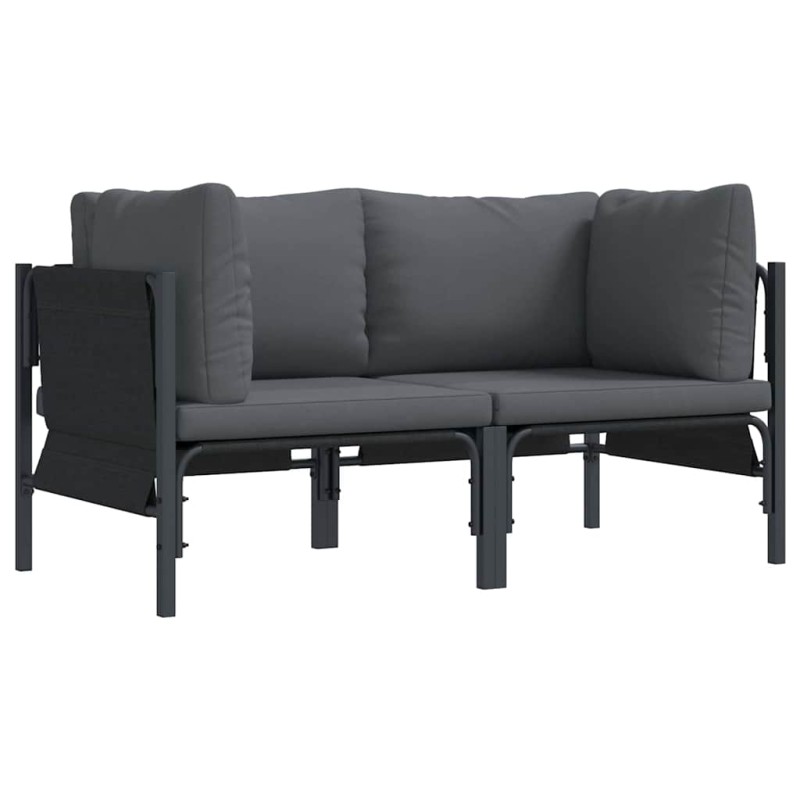 vidaXL Εξωτερικά Έπιπλα 2 Τεμάχιο Ανθρακί 80 x 80 x 71 cm Ατσάλι