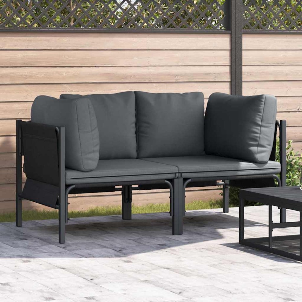 vidaXL Εξωτερικά Έπιπλα 2 Τεμάχιο Ανθρακί 80 x 80 x 71 cm Ατσάλι