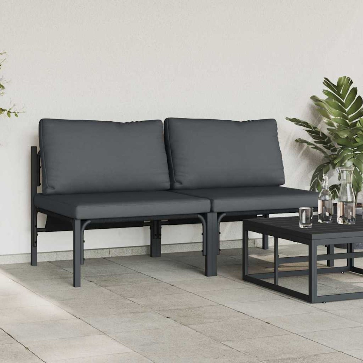 vidaXL Εξωτερικά Έπιπλα 2 Τεμάχιο Ανθρακί 80 x 80 x 71 cm Ατσάλι
