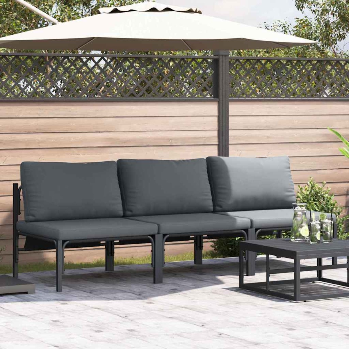 vidaXL Εξωτερικά Έπιπλα 3 Τεμάχιο Ανθρακί 80 x 80 x 71 cm Ατσάλι