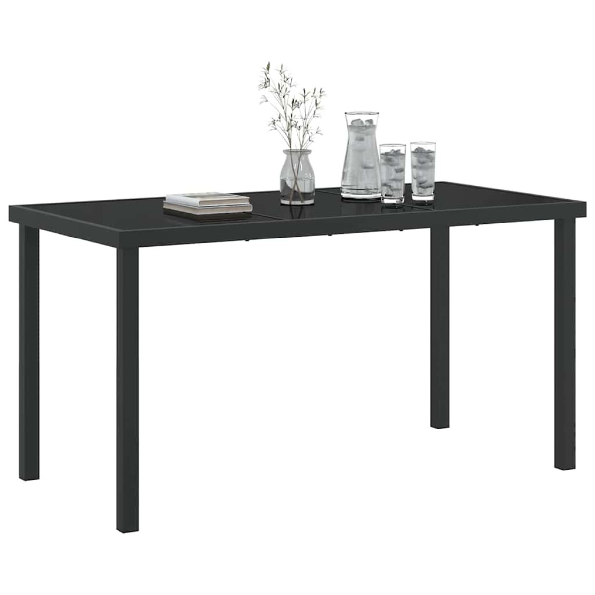 vidaXL Τραπέζι Κήπου Μαύρο 140 x 70 x 73 cm Μέταλλο