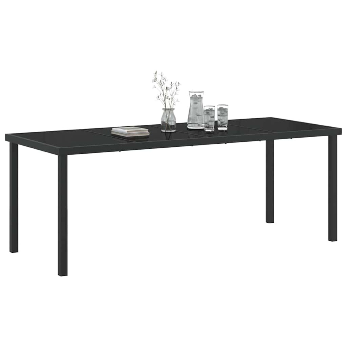 vidaXL Τραπέζι Κήπου Μαύρο 200 x 80 x 73 εκ Μέταλλο