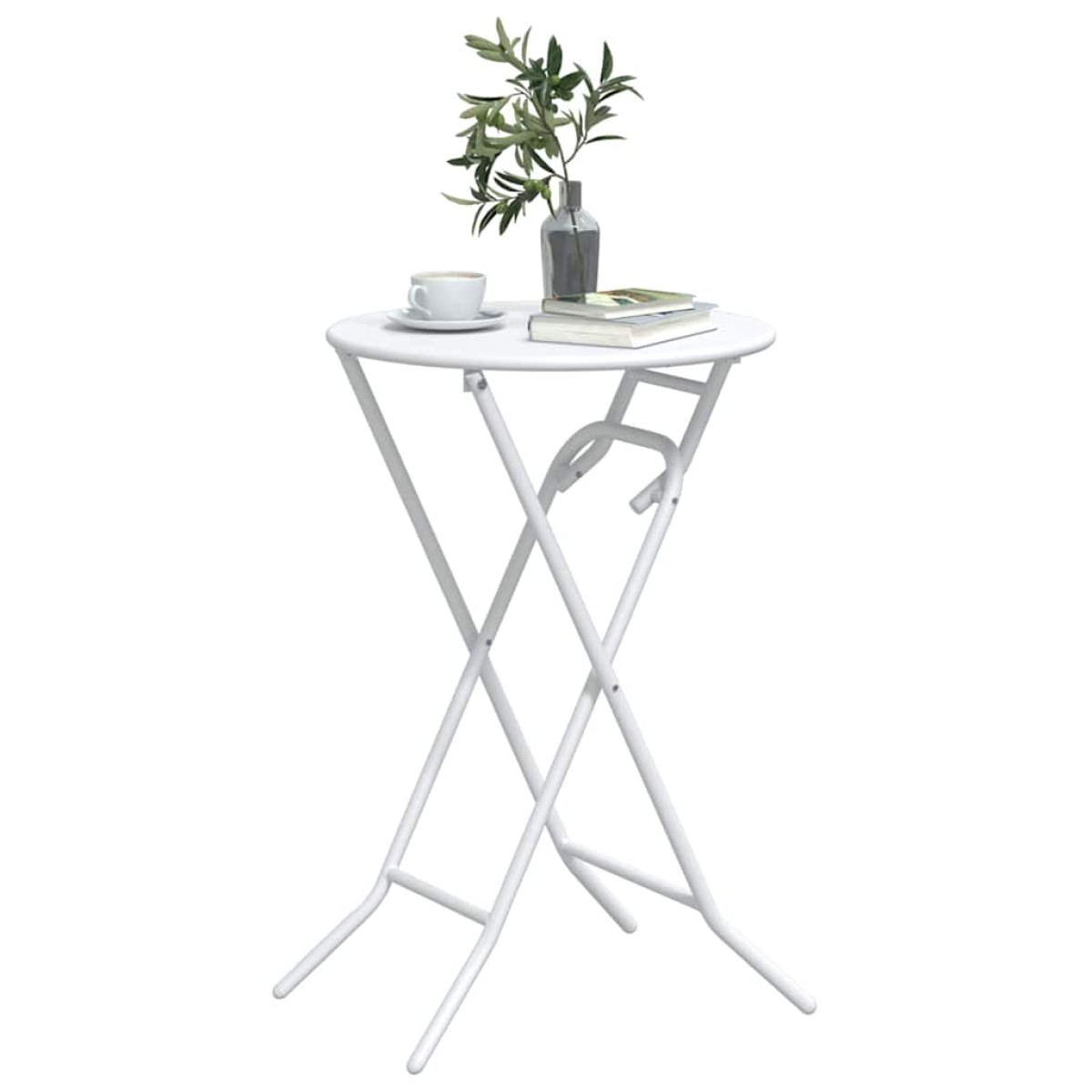 vidaXL Τραπέζι Κήπου Λευκό 50 x 50 x 72 cm Μέταλλο