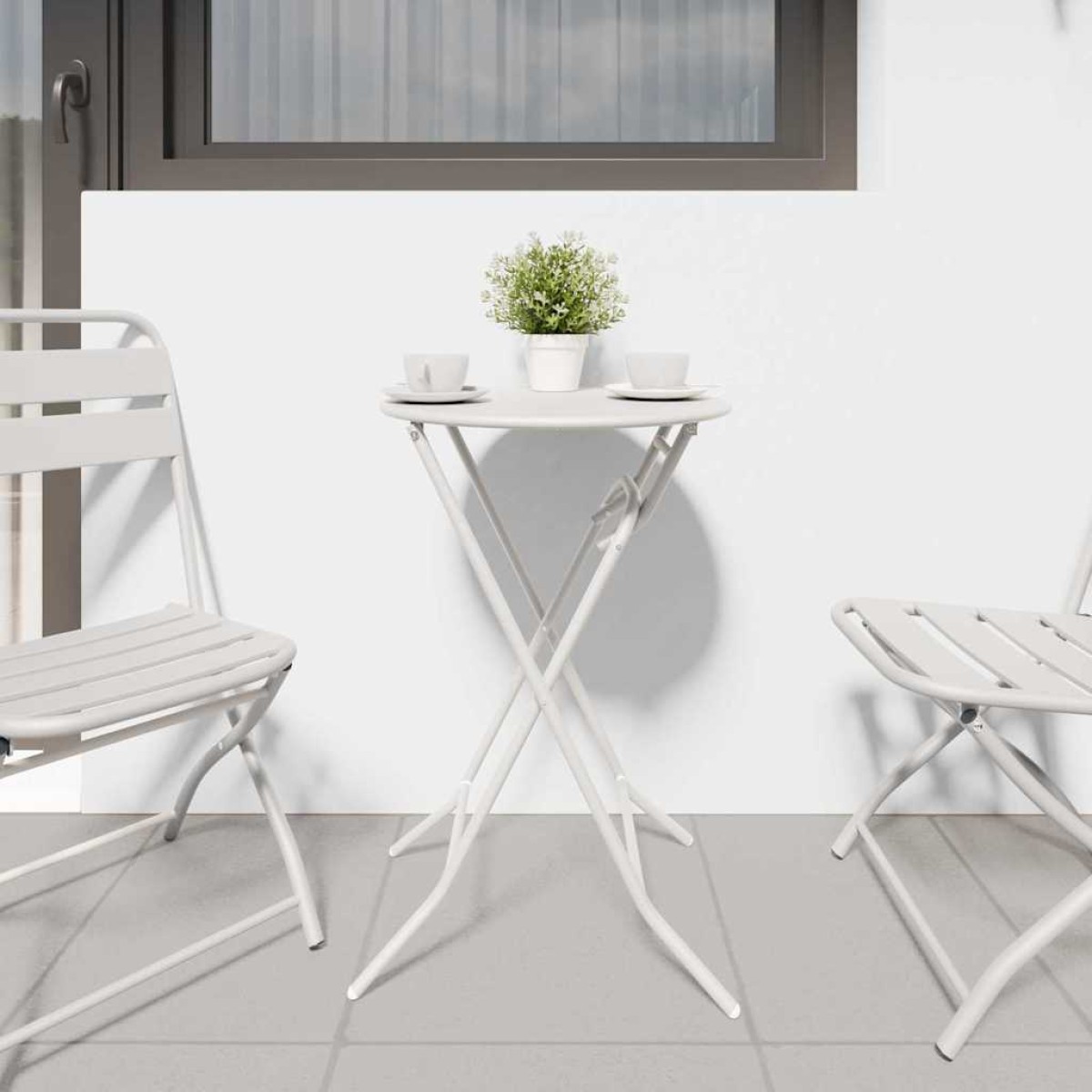 vidaXL Τραπέζι Κήπου Λευκό 50 x 50 x 72 cm Μέταλλο