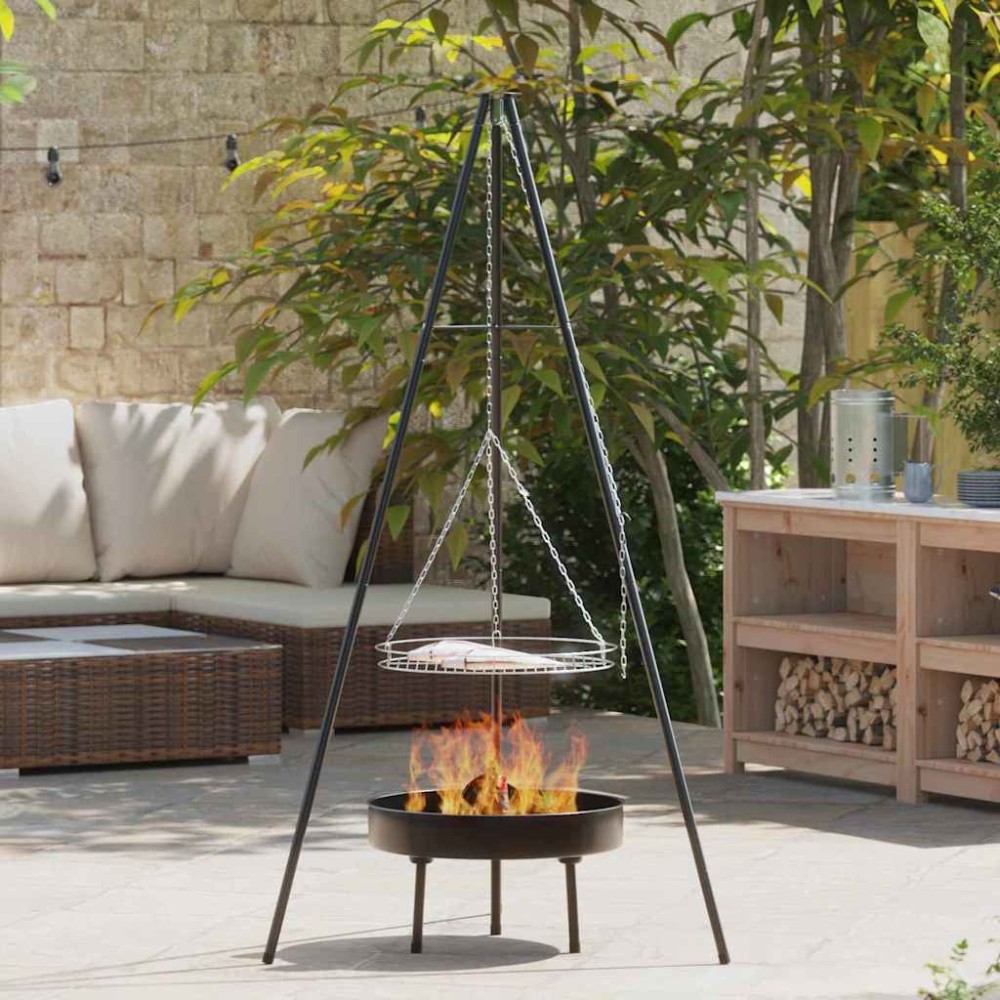 vidaXL Τρίποδας Κατασκήνωσης 3 pcs Μαύρο Ατσάλι