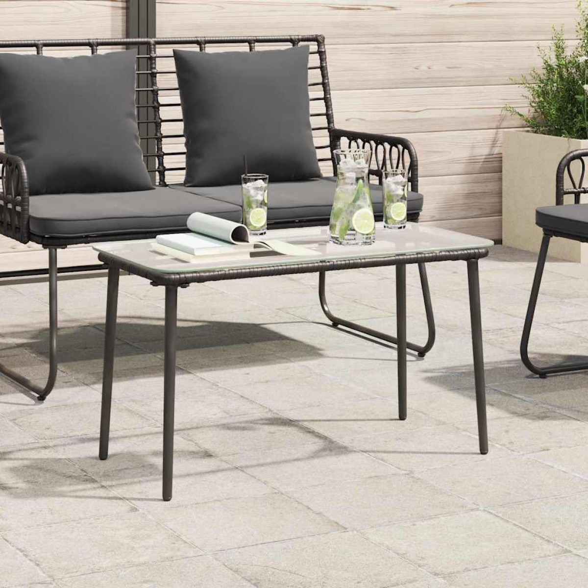 vidaXL Τραπέζι Κήπου Μαύρο 80 x 40 x 45 εκ. συνθετικό ρατάν