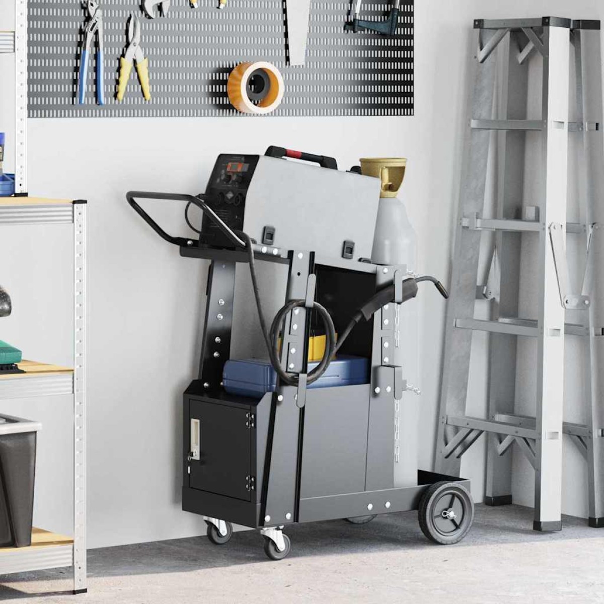 vidaXL Καρότσι συγκόλλησης Μαύρο 91 x 47 x 96 εκ Ατσάλι