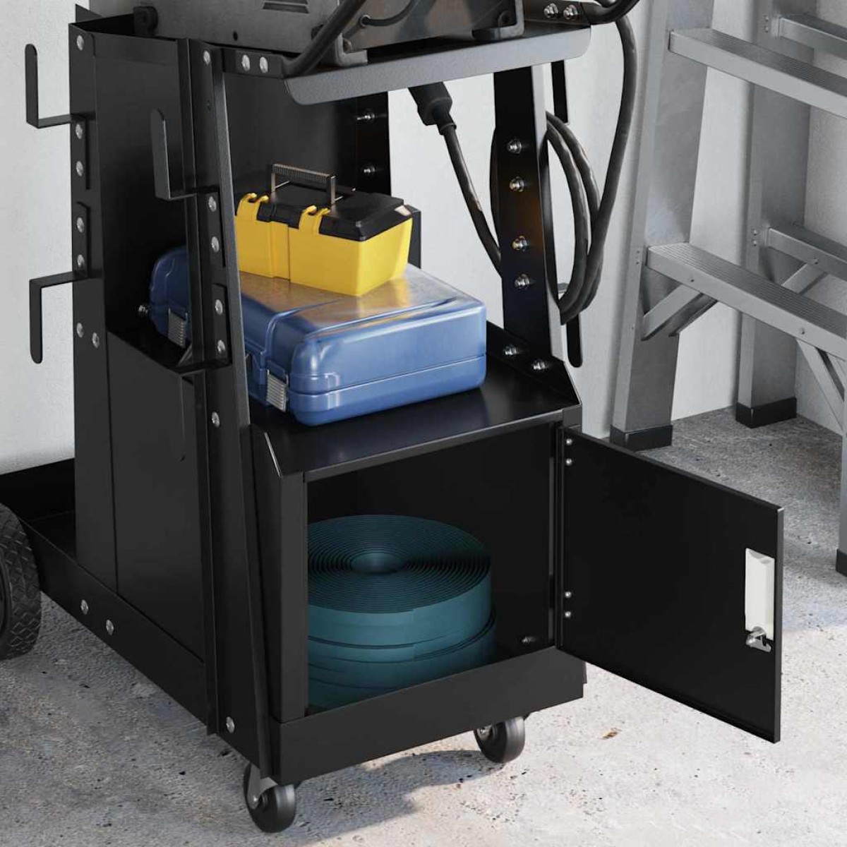 vidaXL Καρότσι συγκόλλησης Μαύρο 91 x 47 x 96 εκ Ατσάλι