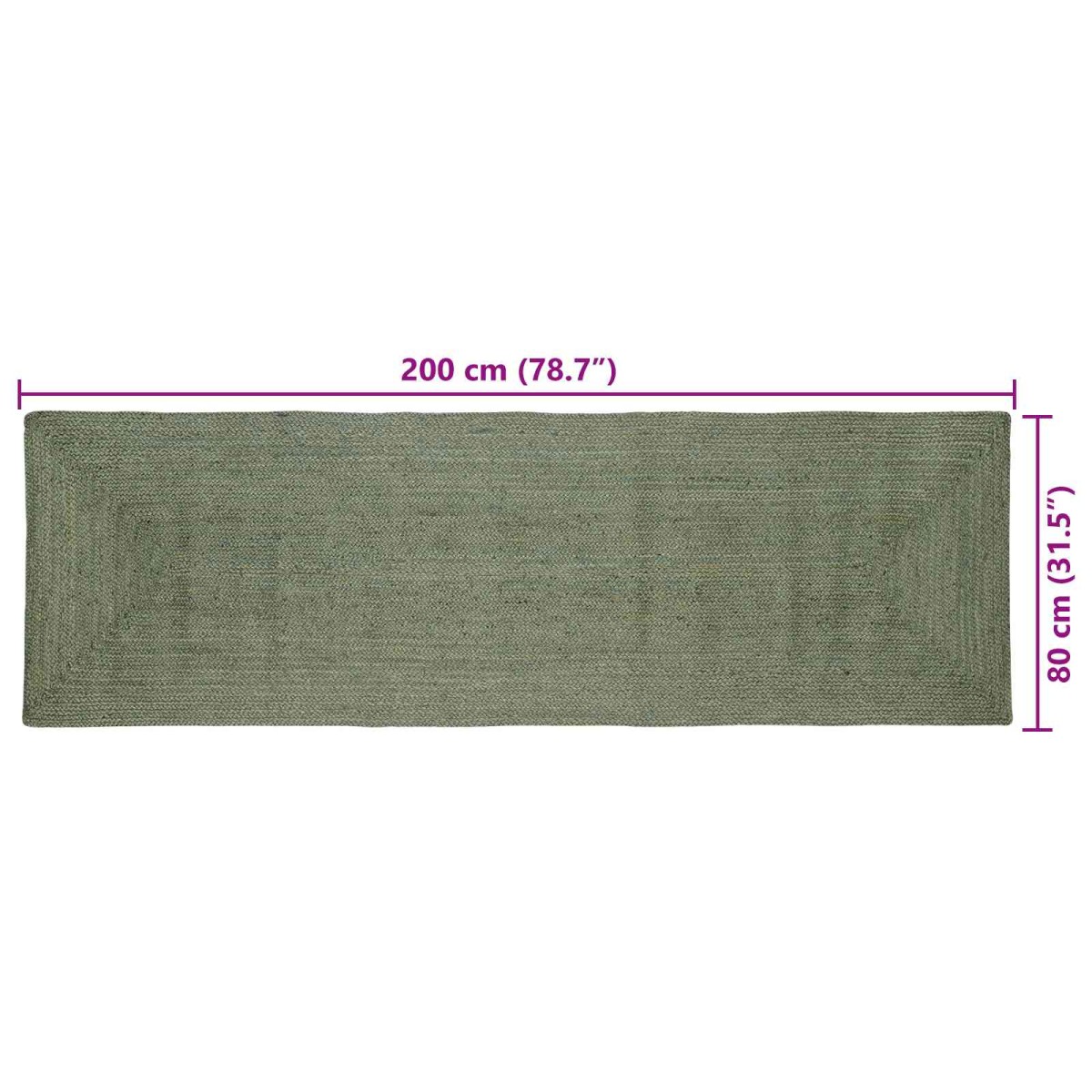 vidaXL Χαλιά χώρου Ορθογώνιος Λαδί 80 x 200 cm Γιούτα