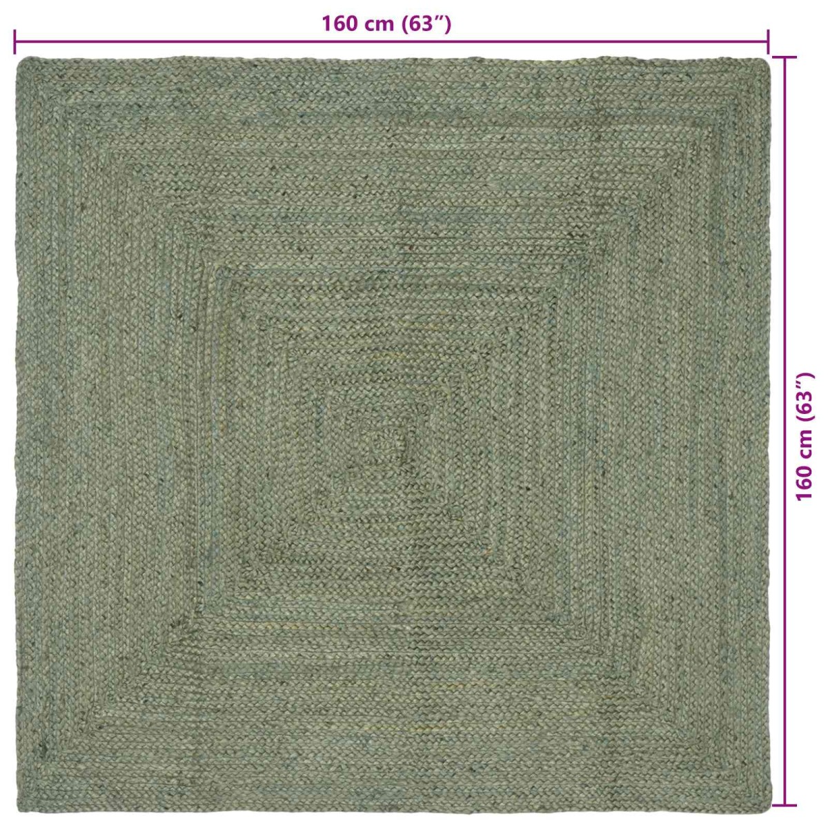 vidaXL Χαλιά χώρου Ορθογώνιος Λαδί 160 x 160 cm Γιούτα