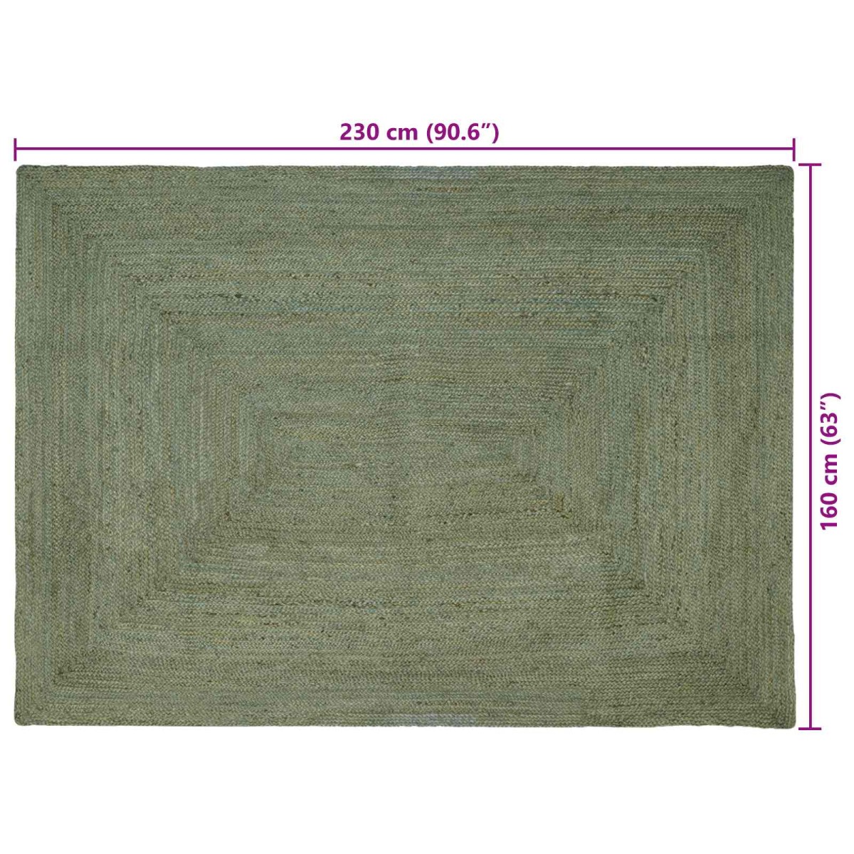 vidaXL Χαλιά χώρου Ορθογώνιος Λαδί 160 x 230 cm Γιούτα