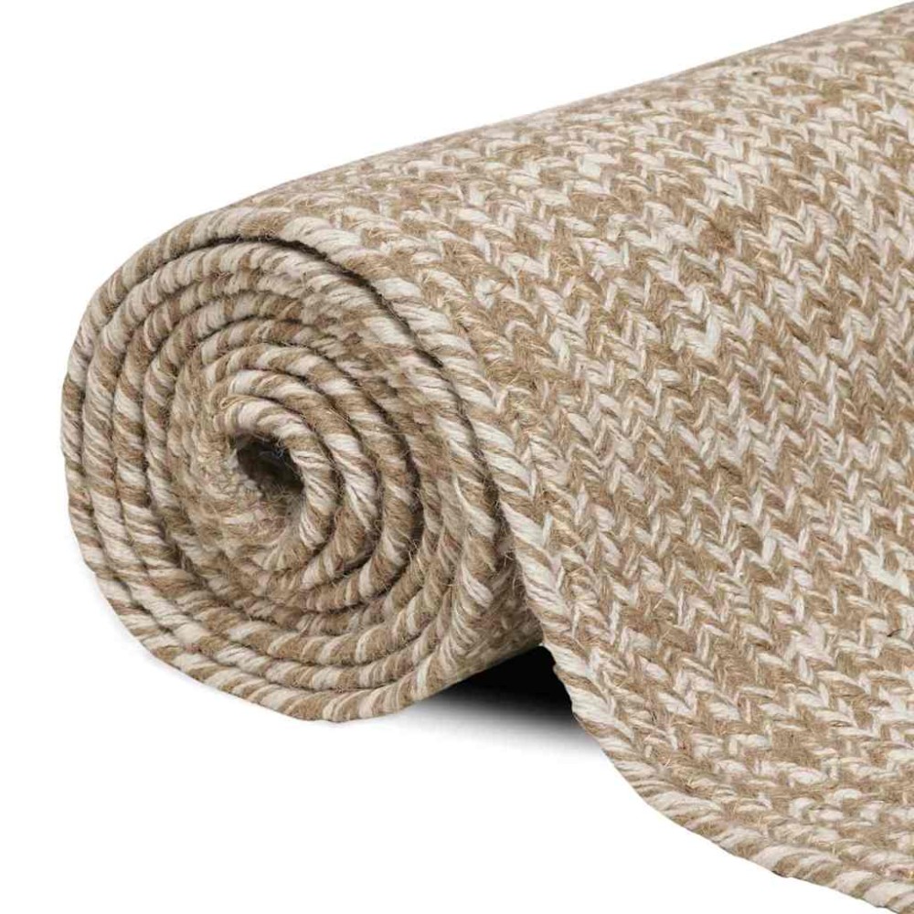 vidaXL Χαλιά χώρου Φυσικό και Λευκό 60 x 110 cm Γιούτα