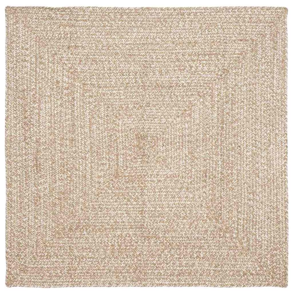 vidaXL Χαλιά χώρου Φυσικό και Λευκό 120 x 120 cm Γιούτα
