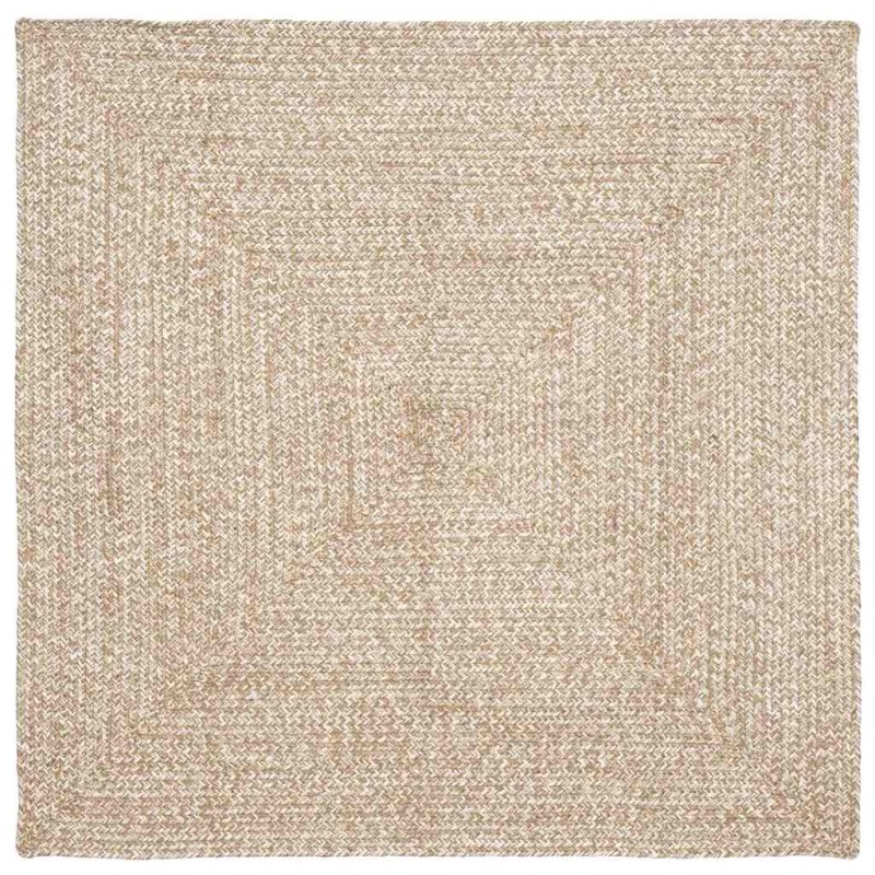 vidaXL Χαλιά χώρου Φυσικό και Λευκό 120 x 120 cm Γιούτα
