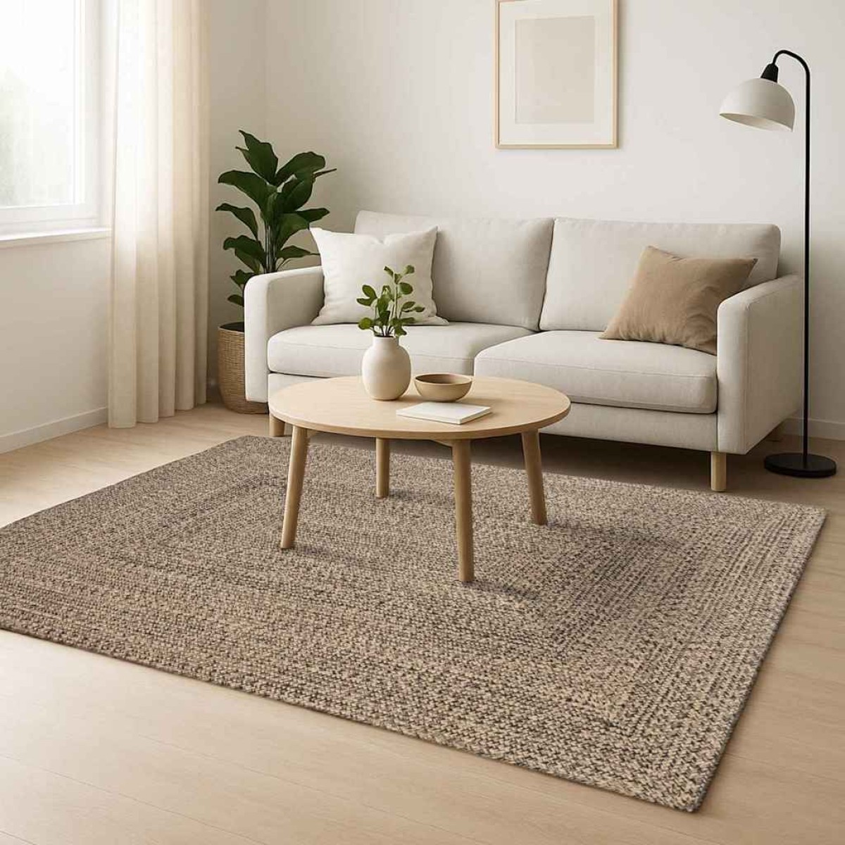 vidaXL Χαλιά χώρου Φυσικό και Μαύρο 240 x 340 εκ. Γιούτα