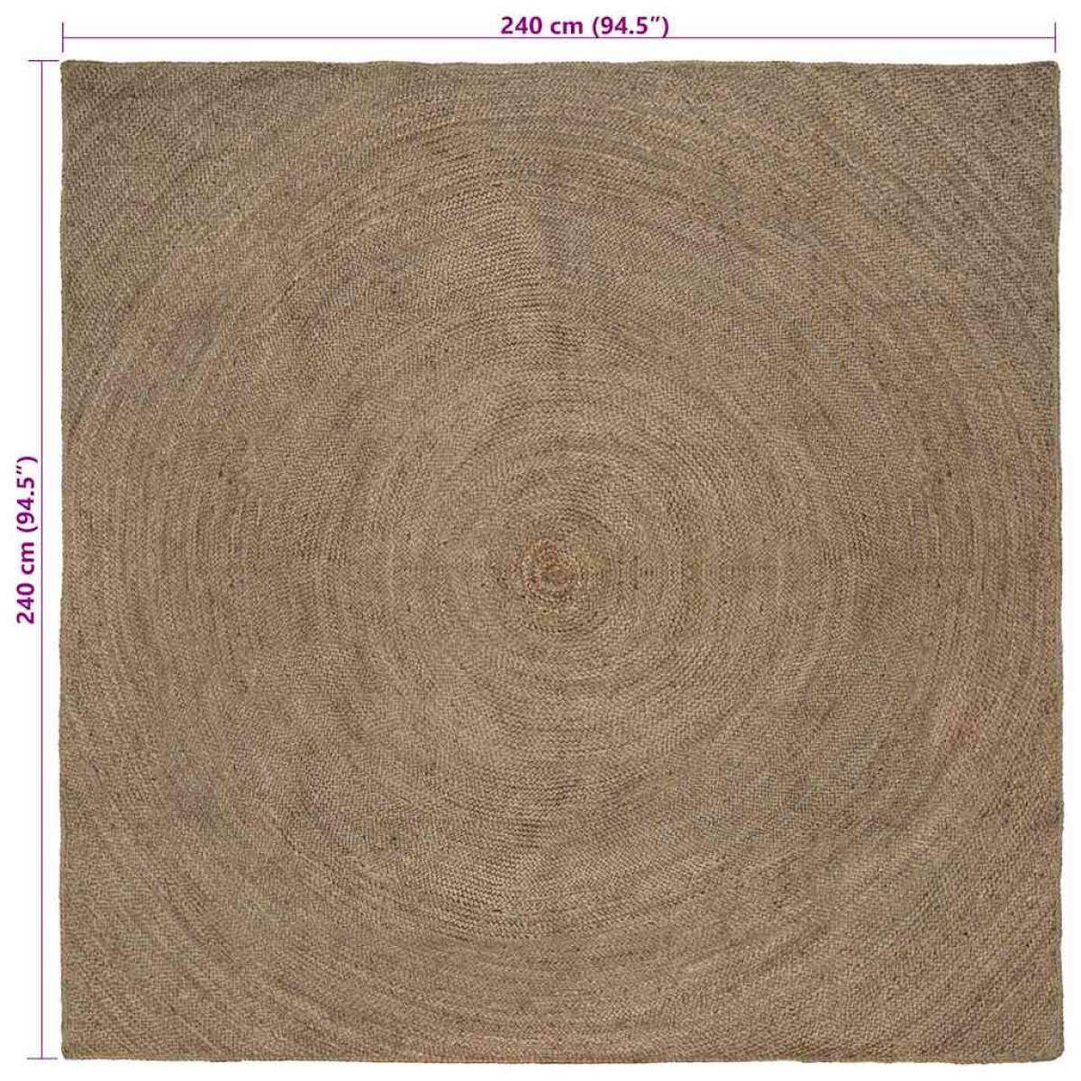vidaXL Χαλιά χώρου Γκρι 240 x 240 cm Γιούτα