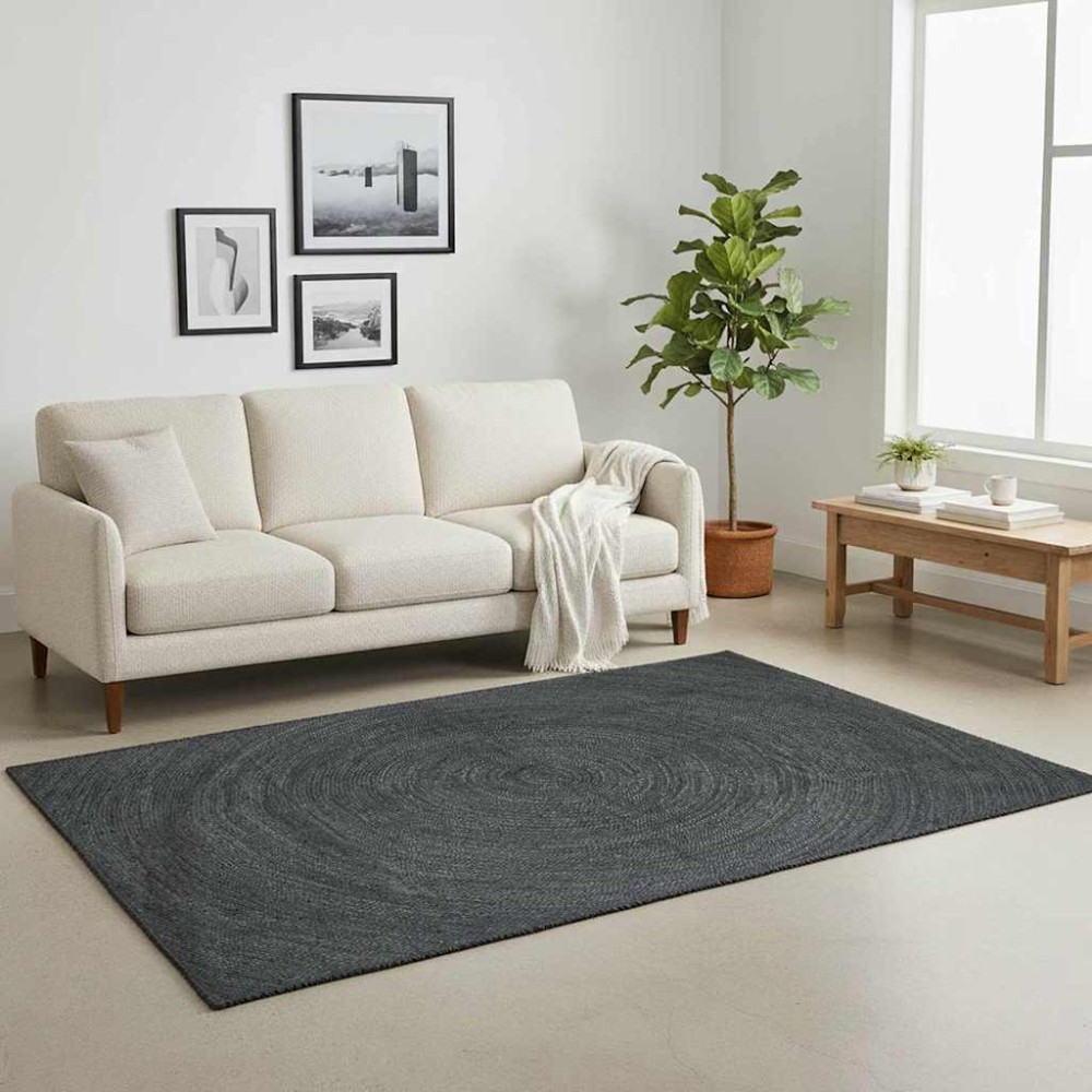 vidaXL Χαλιά χώρου Σκούρο Γκρι 140 x 200 cm Γιούτα