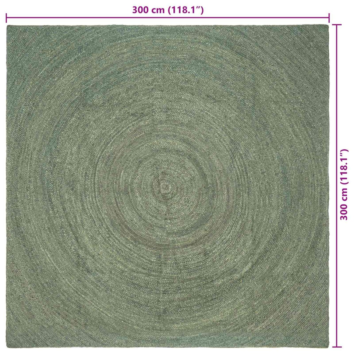vidaXL Χαλιά χώρου Λαδί 300 x 300 cm Γιούτα