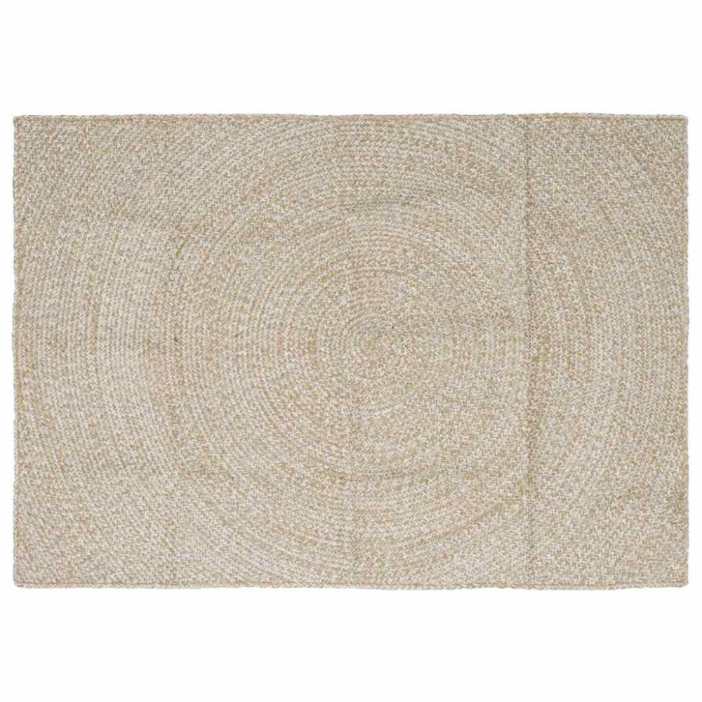 vidaXL Χαλιά χώρου Φυσικό και Λευκό 120 x 170 cm Γιούτα